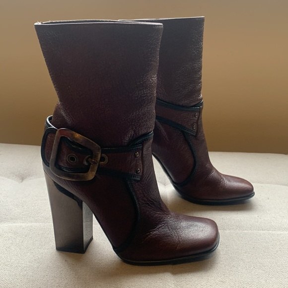 Vicini by Giuseppe Zanotti Leather Luxury Buckle Glass Heel Square Toe Sz 6 #103 - Picture 2 of 15